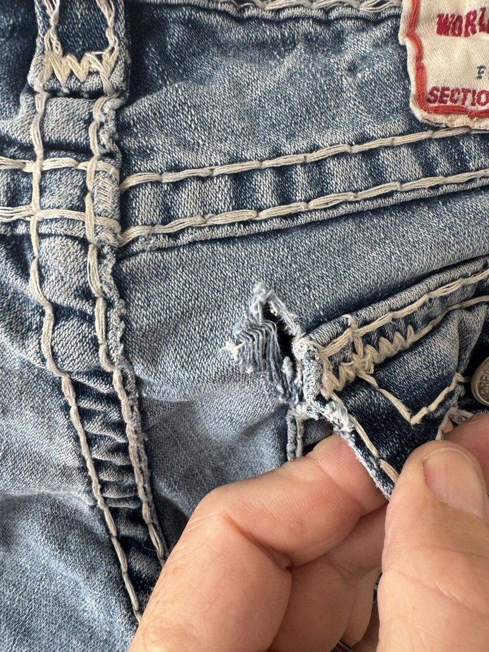 True Religion Joey Super T Jeans Womens 28Low Rise Flare Y2K Made USA Distressed - Picture 9 of 16